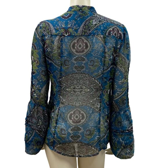 INC International Concepts Womens Sheer Paisley Ruffle Blouse Size 8 - Picture 7 of 7